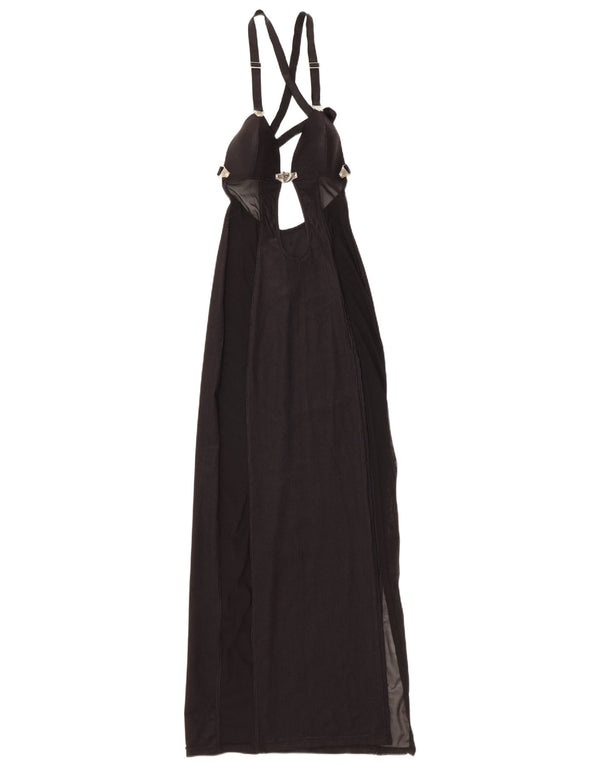 Vintage Womens Halter Maxi Dress UK 12 Medium Black Polyamide