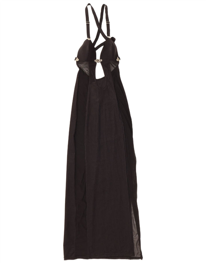 Vintage Womens Halter Maxi Dress UK 12 Medium Black Polyamide