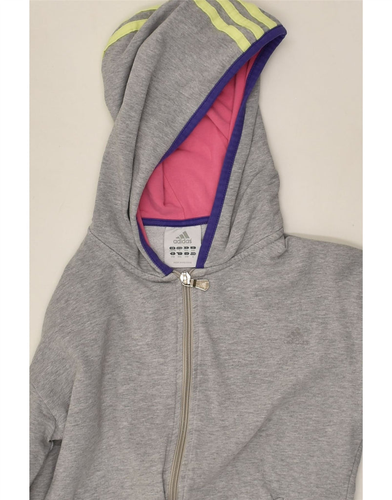 ADIDAS Girls Zip Hoodie Sweater 10-11 Years  Grey Cotton | Vintage Adidas | Thrift | Second-Hand Adidas | Used Clothing | Messina Hembry 