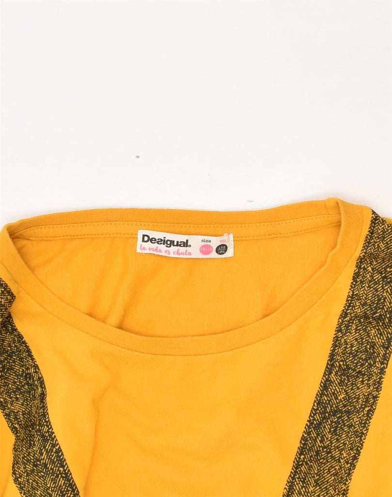 DESIGUAL Girls Graphic Top Long Sleeve 13-14 Years  Yellow Cotton | Vintage Desigual | Thrift | Second-Hand Desigual | Used Clothing | Messina Hembry 
