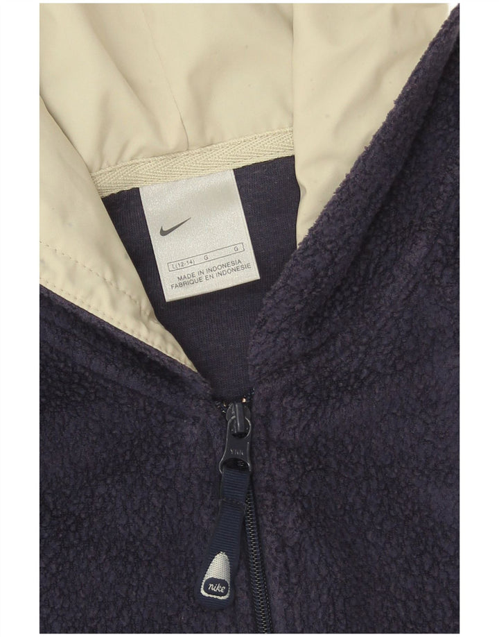 Nike Womens Hooded Fleece Jacket US 12/14 Large Navy Blue Polyester