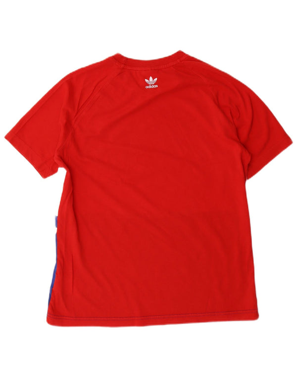 Adidas Boys Graphic T-Shirt Top 13-14 Years Red Colourblock Cotton