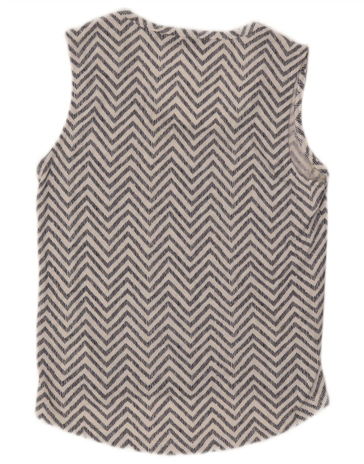 Athleta Womens Sleeveless Blouse Top UK 6 XS White Chevron Modal