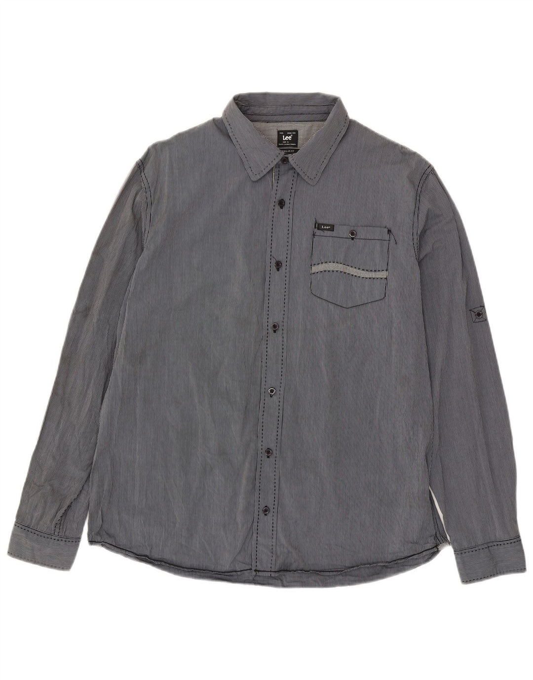 Lee Mens Regular Fit Shirt XL Blue Pinstripe Cotton