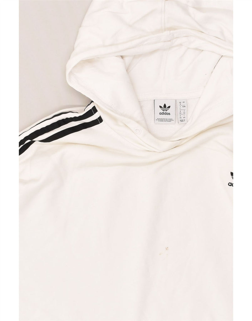 ADIDAS Womens Crop Oversized Hoodie Jumper UK 8 Small White Cotton | Vintage Adidas | Thrift | Second-Hand Adidas | Used Clothing | Messina Hembry 