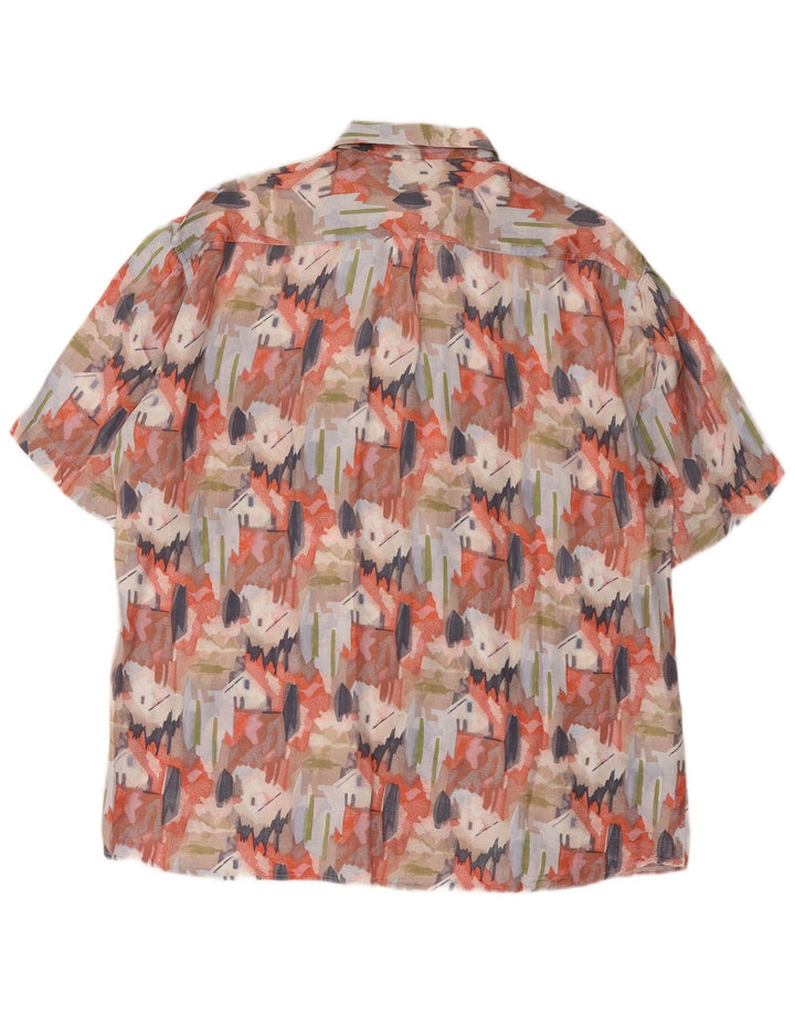 Vintage Mens Abstract Pattern Short Sleeve Shirt Large Multicoloured