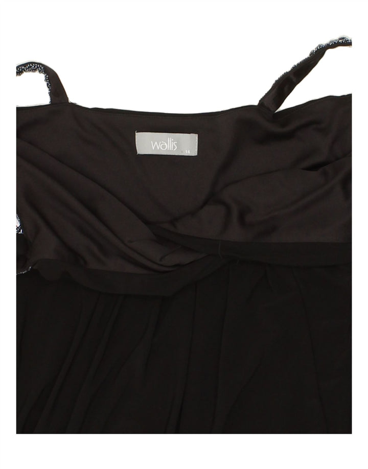 WALLIS Womens A-Line Dress UK 14 Large Black Polyester Vintage Wallis and Second-Hand Wallis from Messina Hembry 