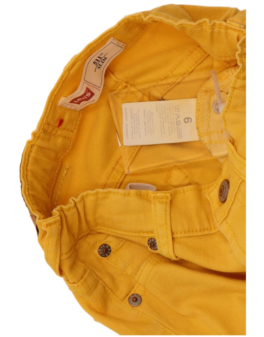 Levi's Boys 511 Slim Jeans 5-6 Years W22 L21 Yellow Cotton