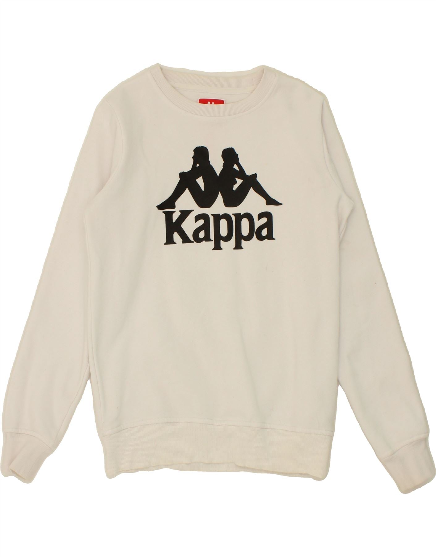 KAPPA Mens Graphic Sweatshirt Jumper XS White Cotton Vintage