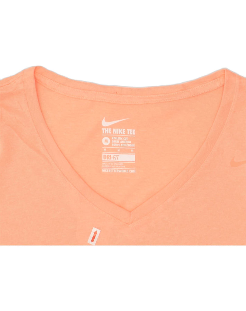 NIKE Womens Dri Fit T-Shirt Top UK 12 Medium Orange Polyester | Vintage Nike | Thrift | Second-Hand Nike | Used Clothing | Messina Hembry 