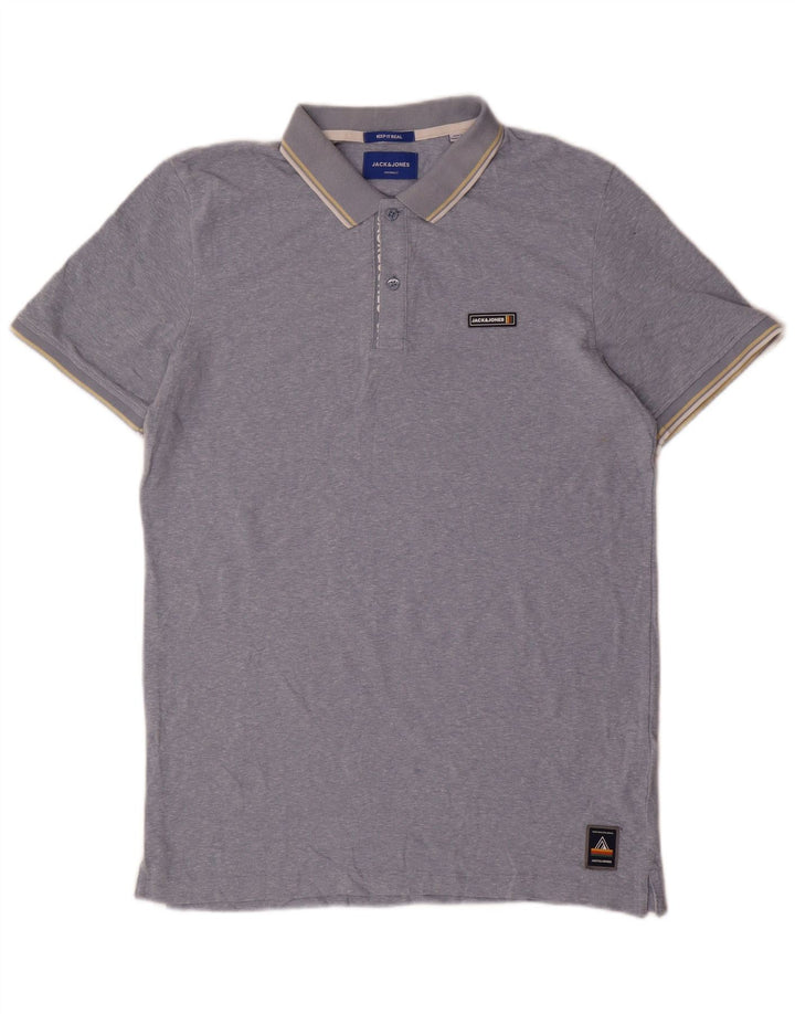 Jack & Jones Mens Polo Shirt Large Blue Polyester