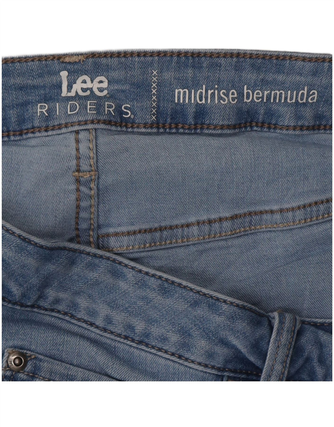 LEE Womens Riders Mid Rise Bermuda Denim Shorts W36 XL Blue