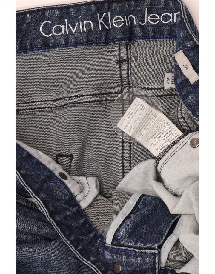 Calvin Klein Mens Slim Jeans W34 L34 Blue Cotton