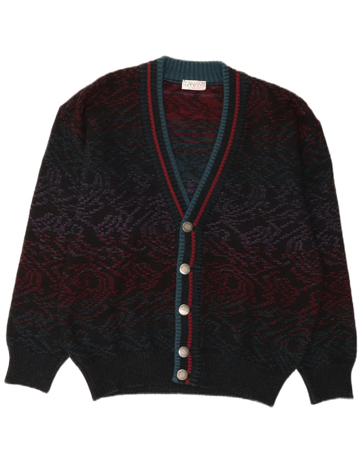 Vintage Mens Cardigan Sweater IT 50 Medium Multicoloured Geometric