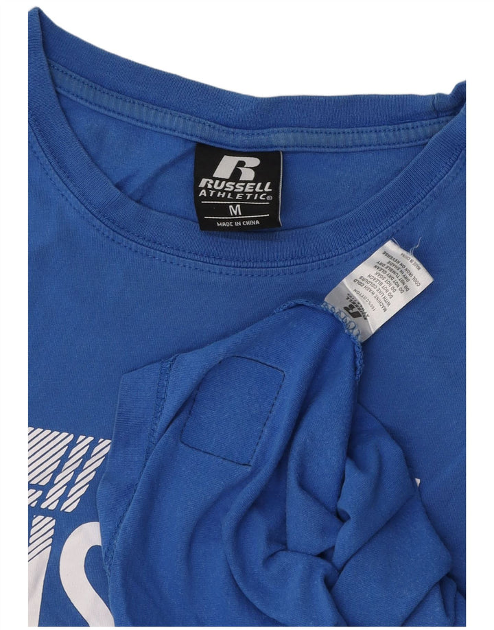 RUSSELL ATHLETIC Mens Graphic T-Shirt Top Medium Blue Cotton