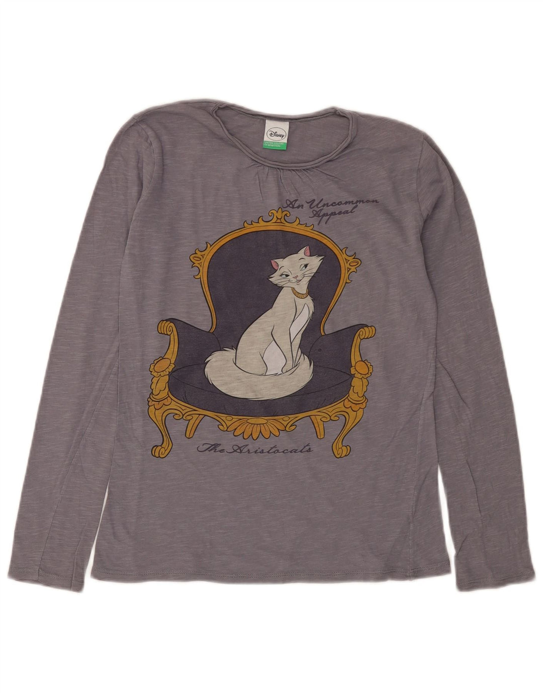 BENETTON Girls Disney Graphic Top Long Sleeve 13-14 Years Grey Flecked