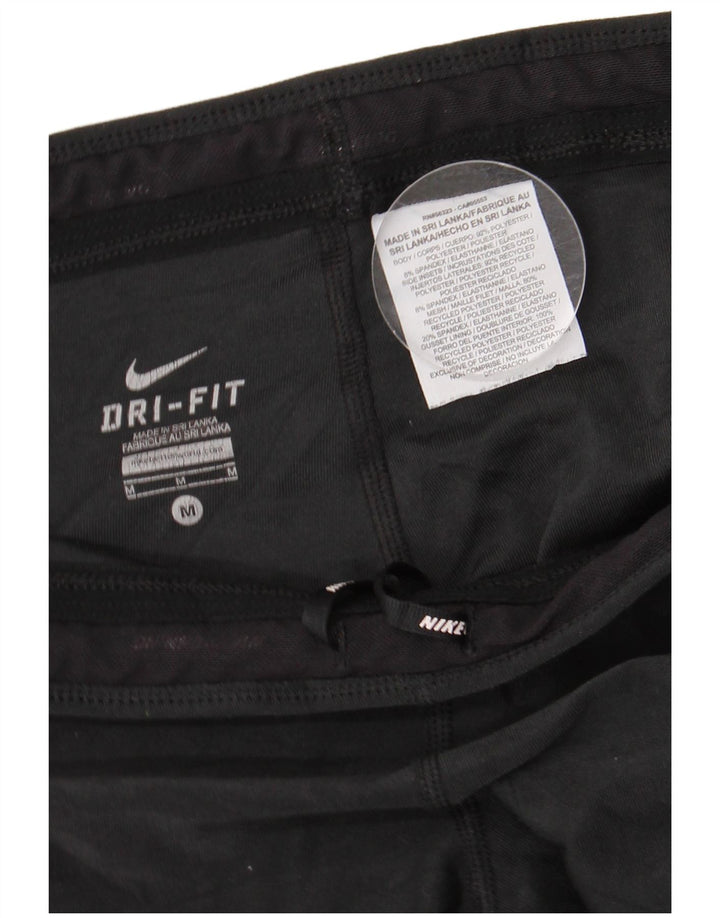 NIKE Womens Dri Fit Leggings UK 12 Medium  Black Polyester