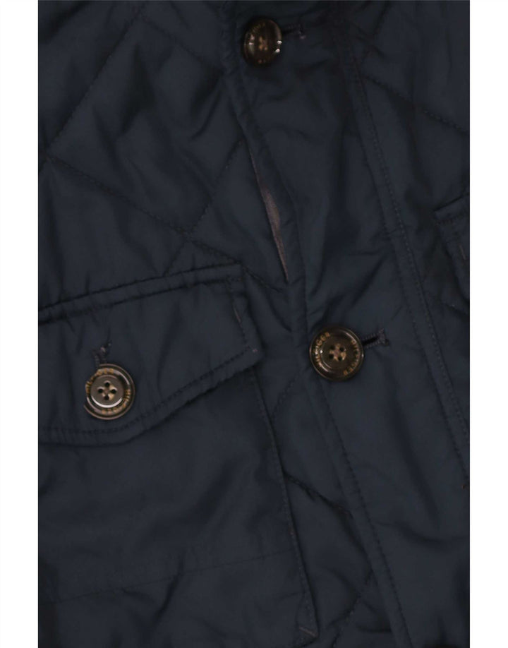 Tommy Hilfiger Mens Hooded Quilted Jacket UK 36 Small Navy Blue Polyester