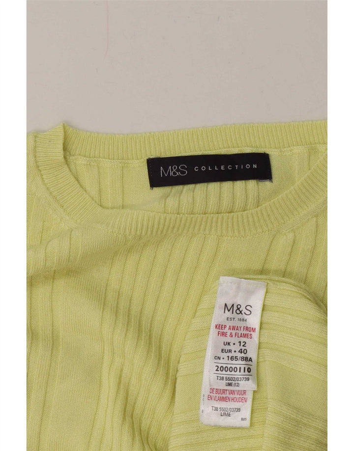 Marks & Spencer Womens Boat Neck Jumper Sweater UK 12 Medium Yellow