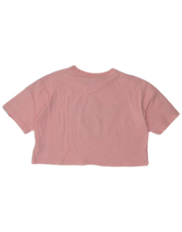 Adidas Girls Crop Graphic T-Shirt Top 11-12 Years Pink Cotton