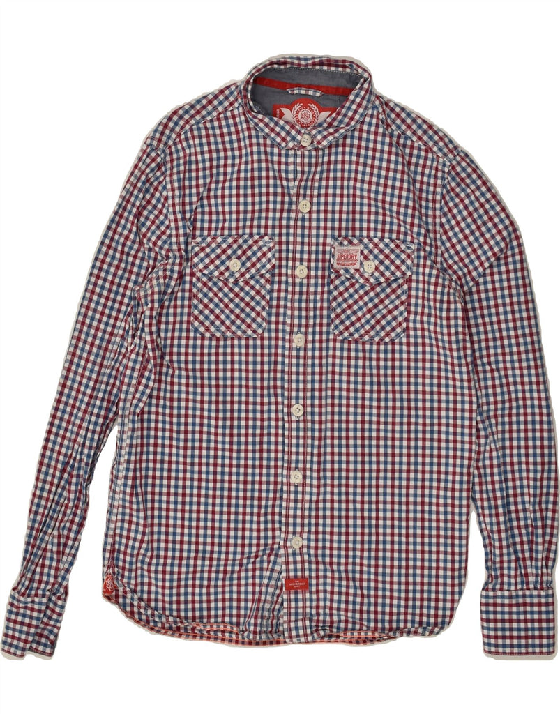 SUPERDRY Mens Slim Shirt Large Blue Gingham Cotton Vintage Superdry and Second-Hand Superdry from Messina Hembry 