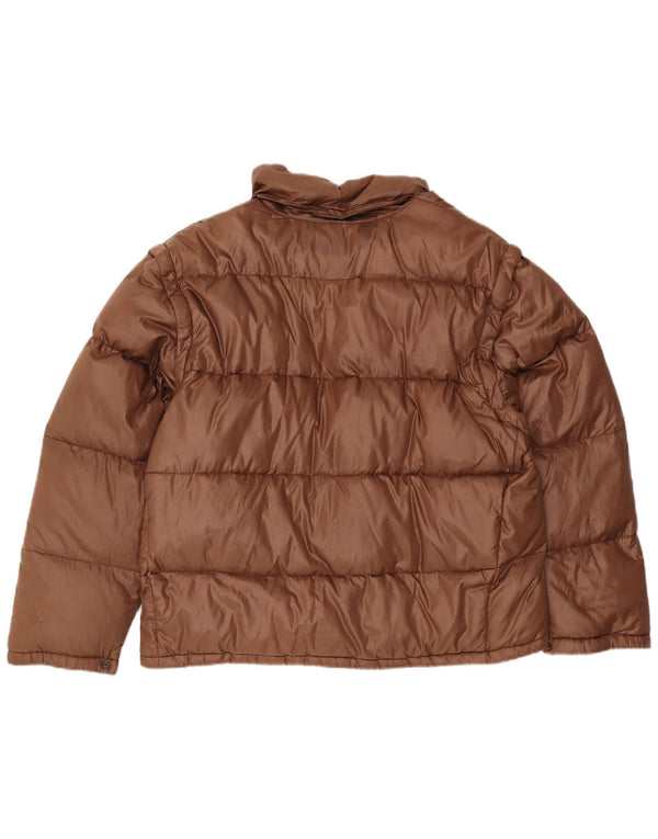 MC Ross Mens Hooded Padded Jacket UK 42 XL Brown Nylon