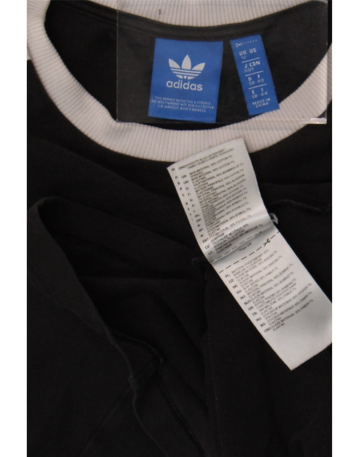 ADIDAS Womens Top Long Sleeve UK 12 Medium Black Cotton