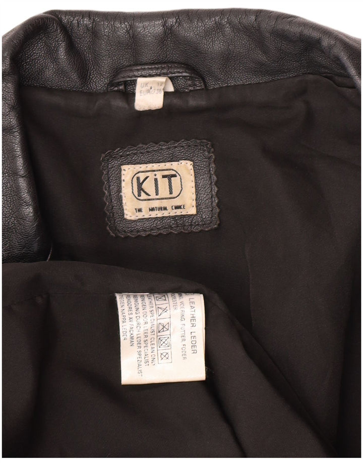 Vintage Womens Leather Jacket UK 12 Medium Black Leather