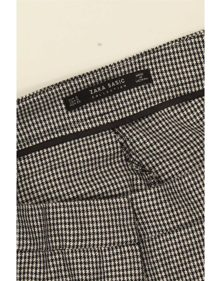 Zara Womens Slim Cropped Trousers Small W26 L26 Black Houndstooth