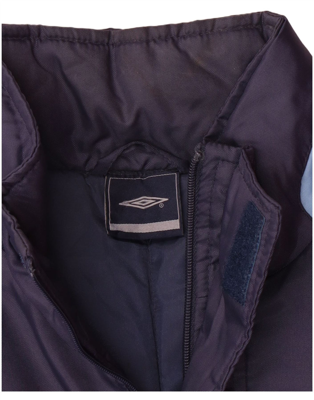 UMBRO Mens Hooded Padded Coat UK 38 Medium Navy Blue Colourblock Nylon