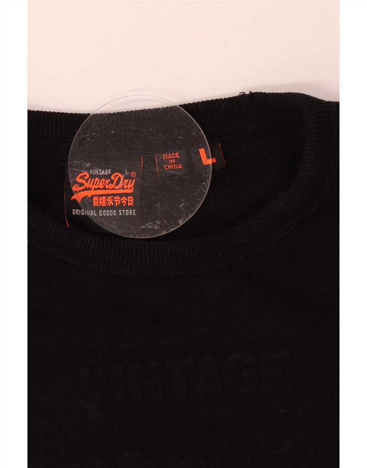 Superdry Mens Sweatshirt Jumper Large Black Cotton