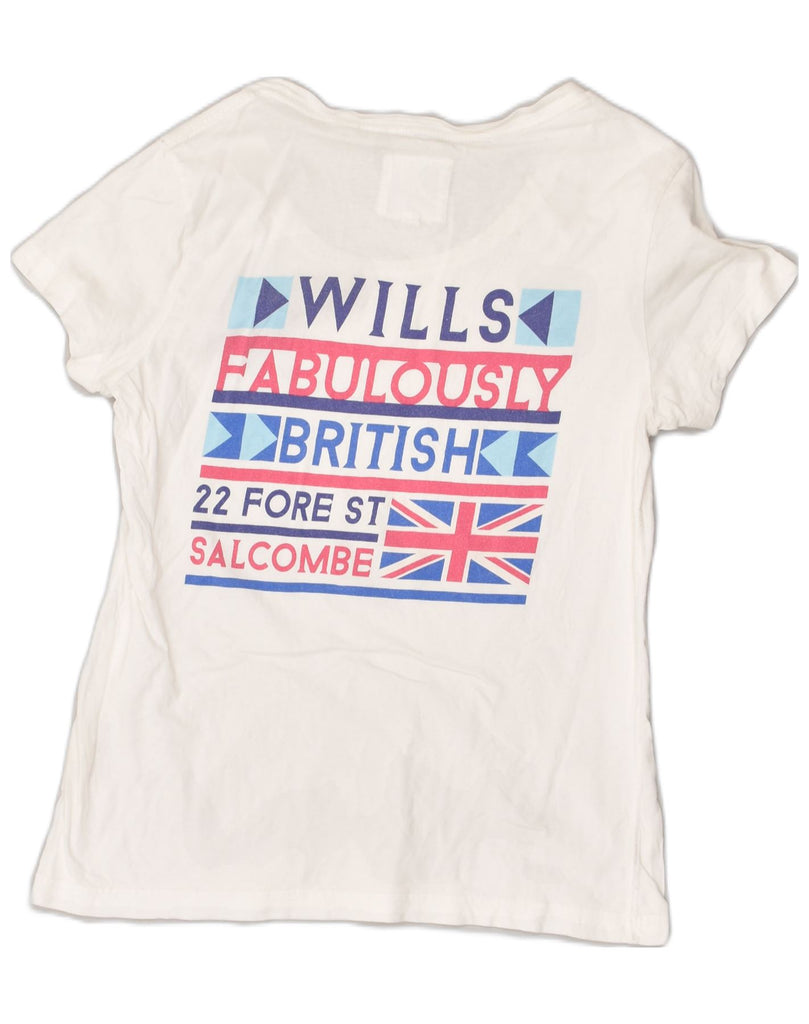 JACK WILLS Womens Graphic T-Shirt Top UK 10 Small White Cotton | Vintage Jack Wills | Thrift | Second-Hand Jack Wills | Used Clothing | Messina Hembry 