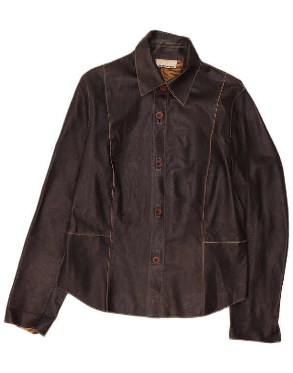 Gerry Weber Womens Leather Jacket UK 14 Large Black