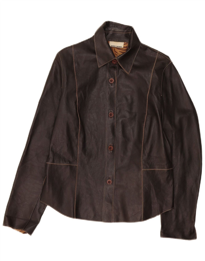 Gerry Weber Womens Leather Jacket UK 14 Large Black