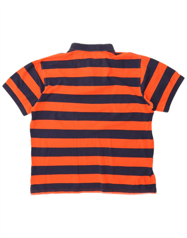 Izod Mens Polo Shirt XL Orange Striped Cotton