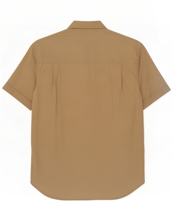 Guess Mens Short Sleeve Shirt Small Beige Cotton