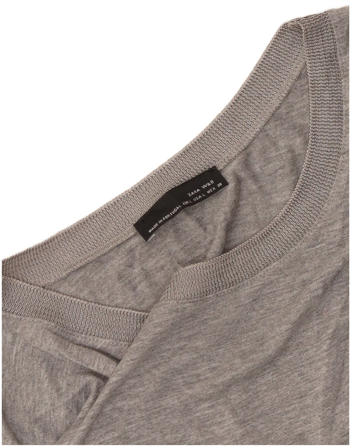 Zara Womens Top Long Sleeve UK 16 Large Grey Flecked