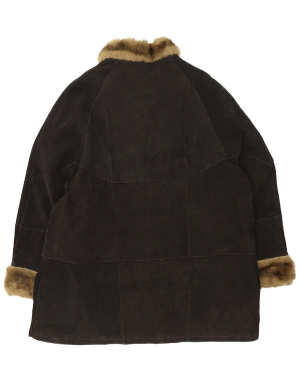 Neuville Womens Suede Overcoat UK 20/24 2XL Brown Leather
