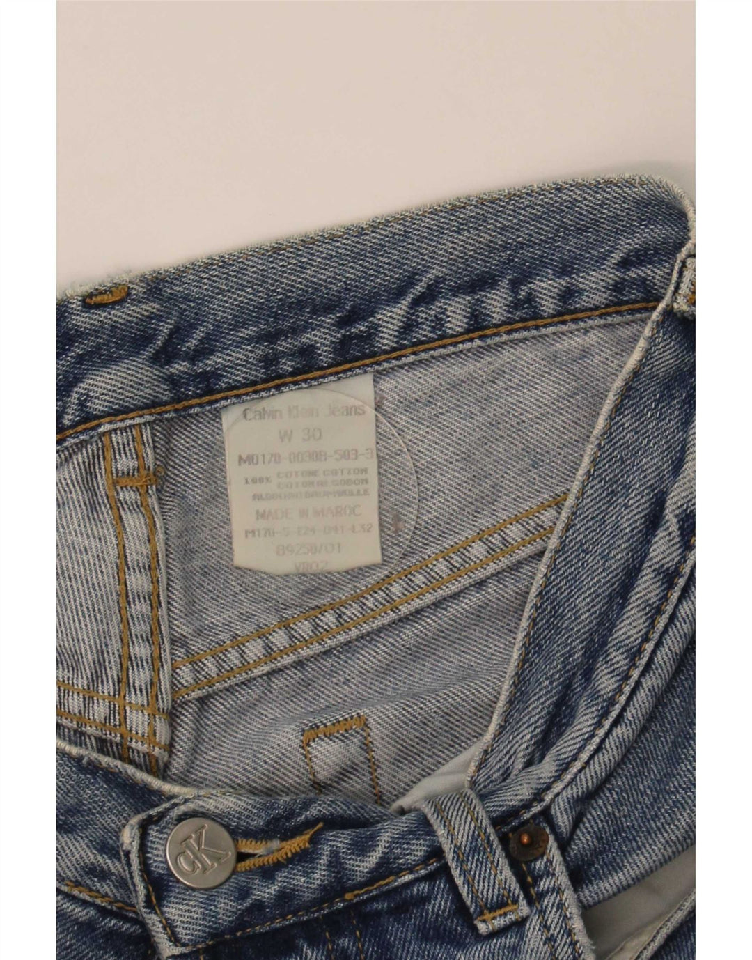 Calvin Klein Mens Straight Jeans W30 L29 Blue Cotton