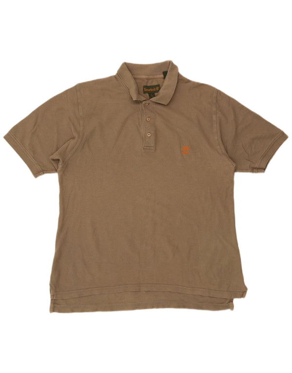 Timberland Mens Polo Shirt Large Beige Cotton