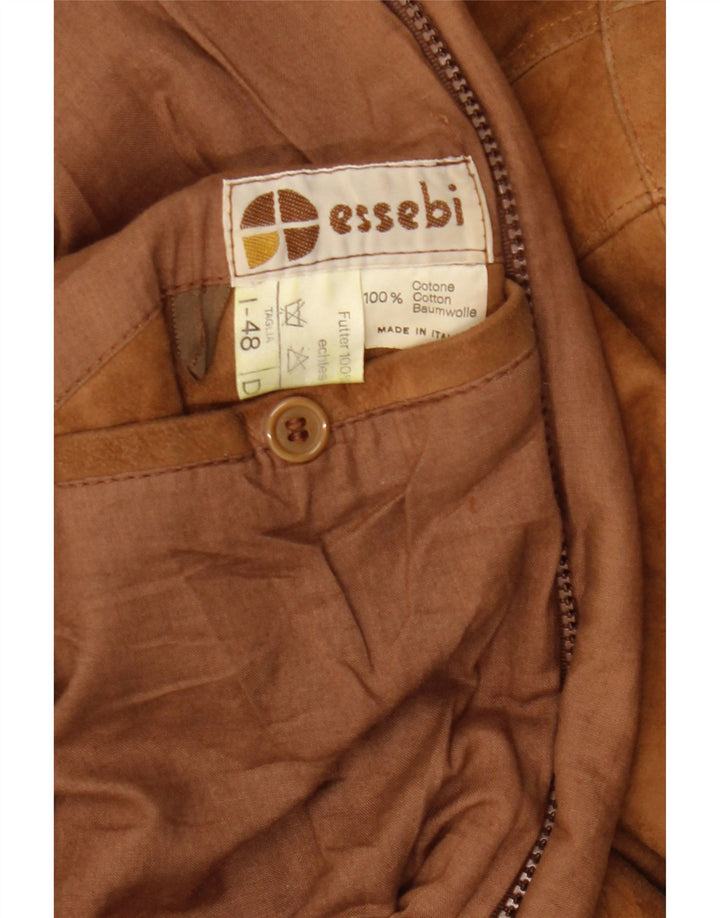 ESSEBI Mens Leather Jacket EU 48 Medium Beige Leather