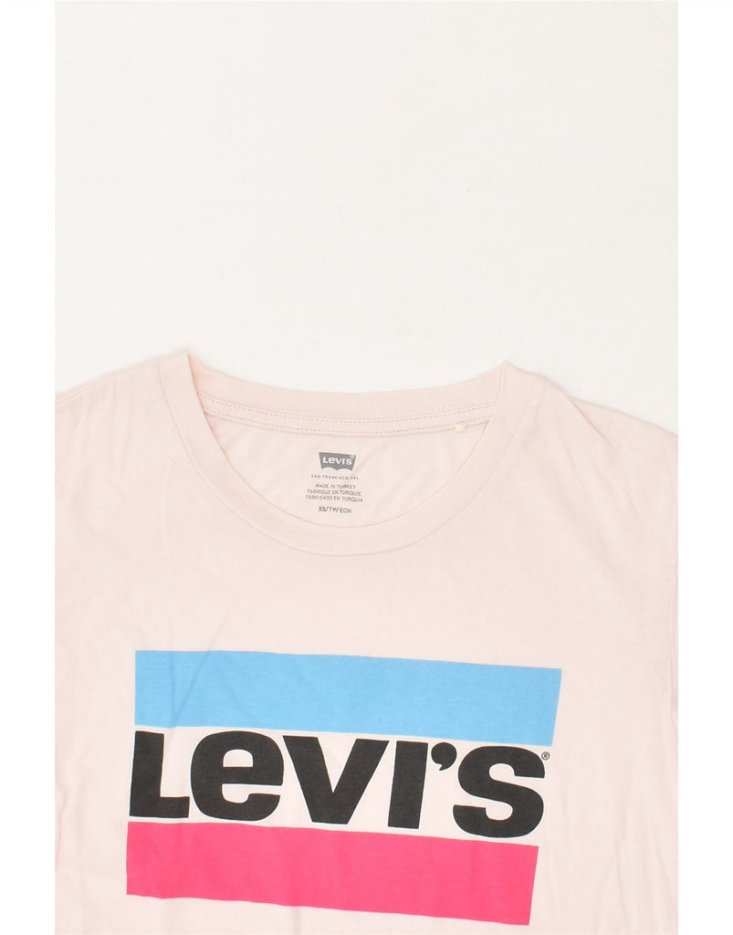 LEVI'S Womens Graphic T-Shirt Top UK 6 XS Pink Cotton | Vintage Levi's | Thrift | Second-Hand Levi's | Used Clothing | Messina Hembry 