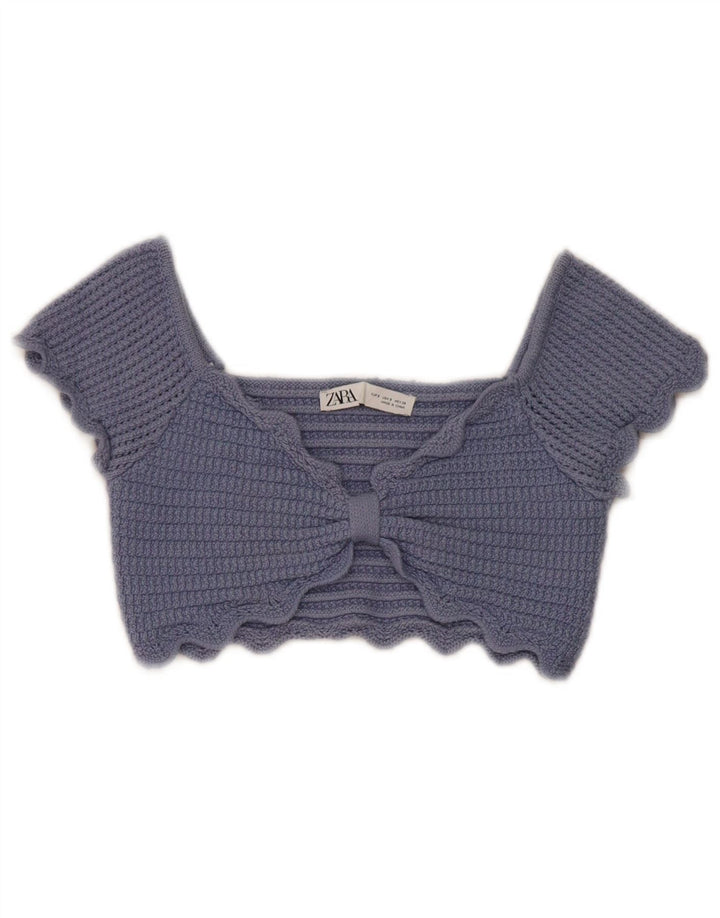 Zara Womens Knit Crop Top UK 8 Small Blue