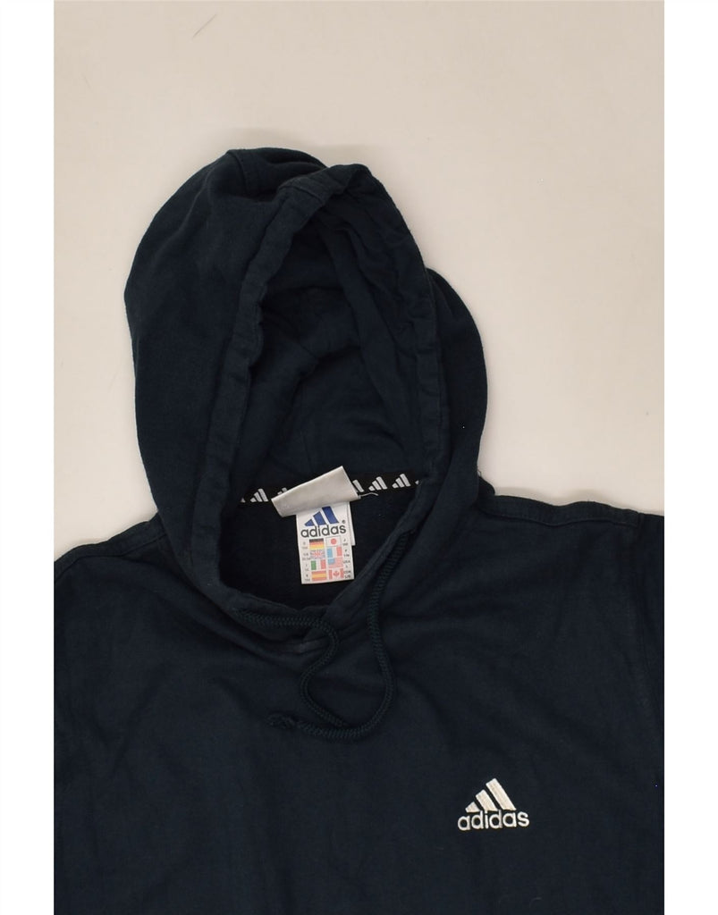 ADIDAS Boys Hoodie Jumper 13-14 Years Navy Blue | Vintage Adidas | Thrift | Second-Hand Adidas | Used Clothing | Messina Hembry 