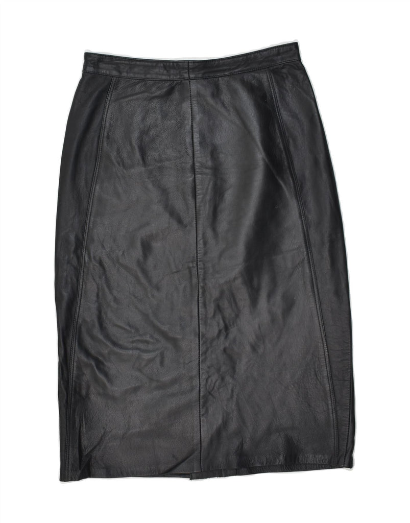 VERA PELLE Womens High Waist Midi Skirt IT 46 Large W26 Black Leather | Vintage Vera Pelle | Thrift | Second-Hand Vera Pelle | Used Clothing | Messina Hembry 