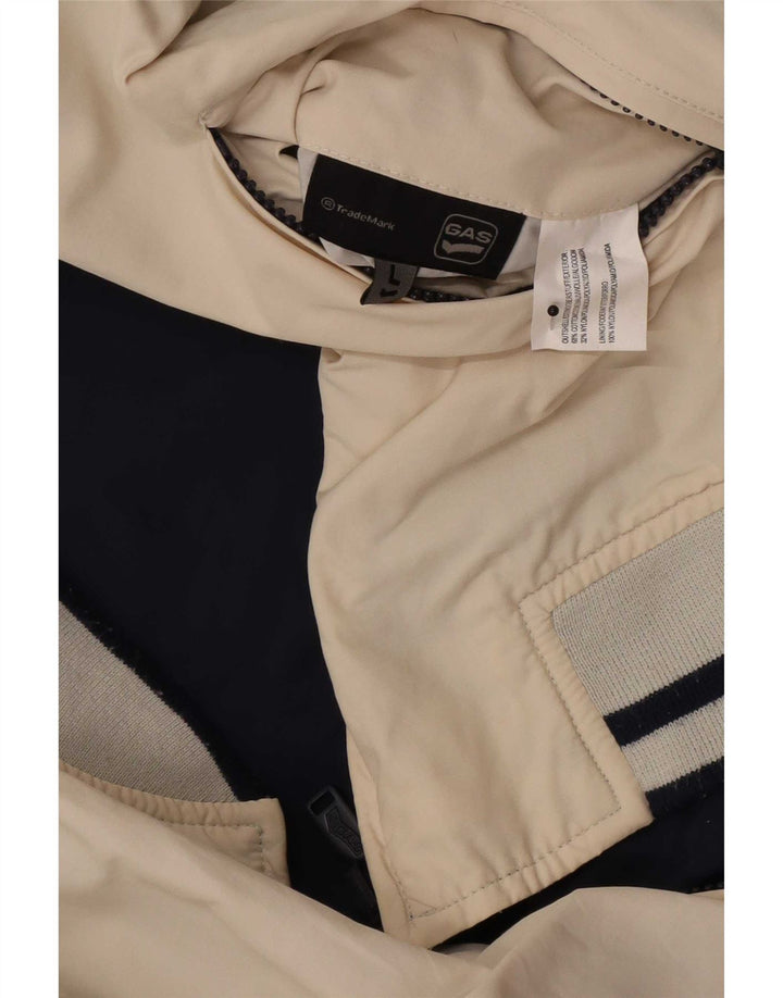 Gas Mens Reversible Bomber Jacket UK 40 Large Beige Colourblock Cotton