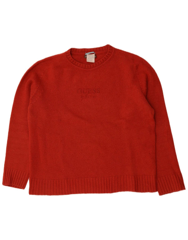 Guess By Marciano Mens Crew Neck Jumper Sweater Large Red Wool
