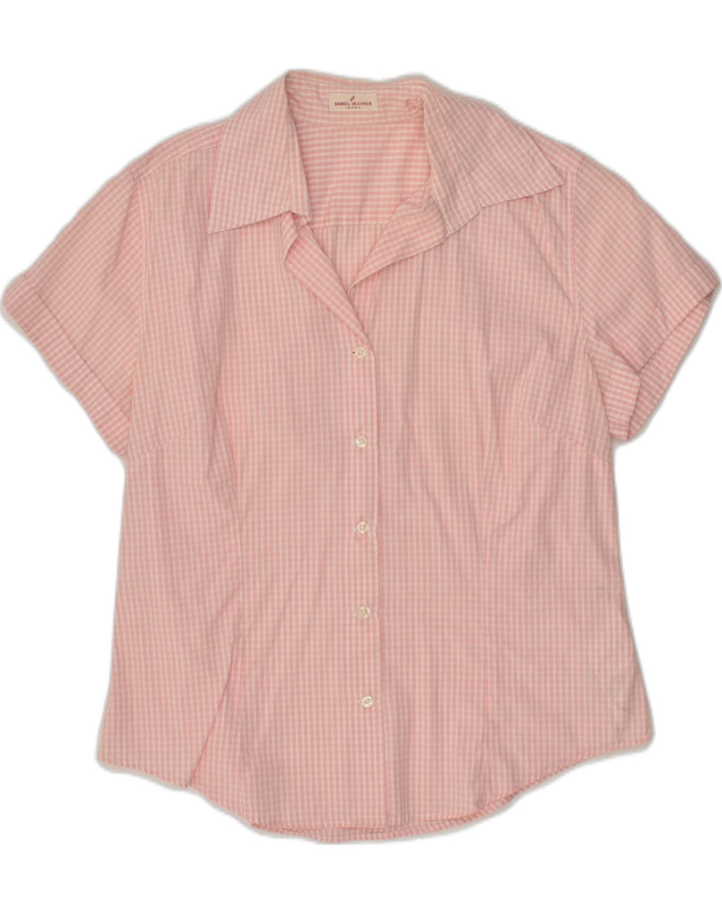 DANIEL HECHTER Womens Short Sleeve Shirt UK 14 Large Pink Gingham Cotton | Vintage Daniel Hechter | Thrift | Second-Hand Daniel Hechter | Used Clothing | Messina Hembry 