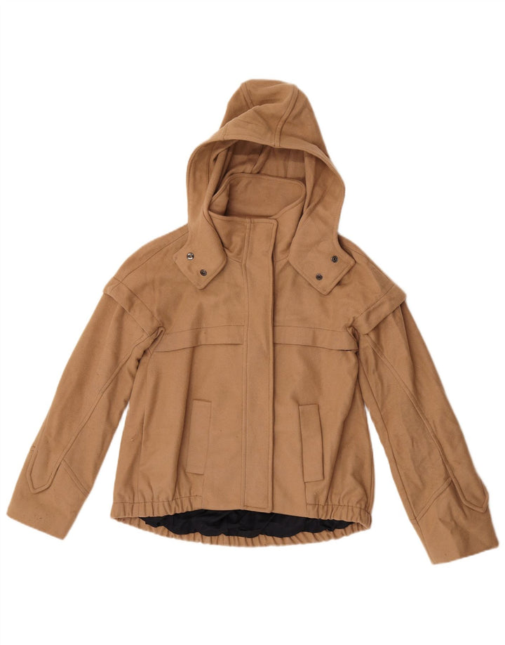 Zara Womens Hooded Bomber Jacket UK 10 Small Brown