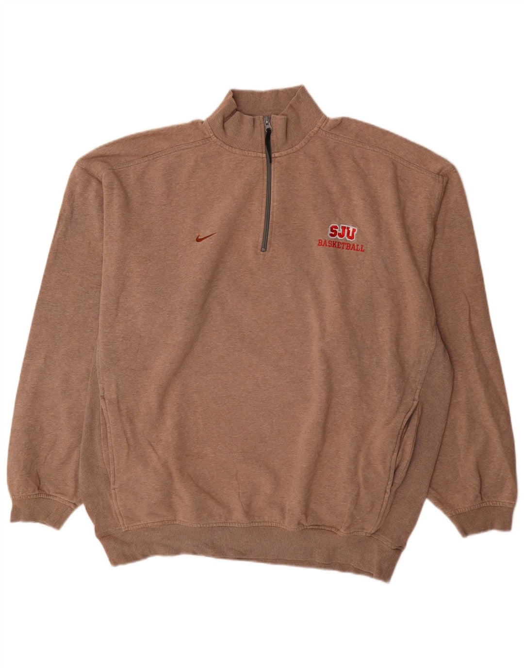 Nike Mens Saint John's University Zip Neck Sweatshirt Jumper XL Beige